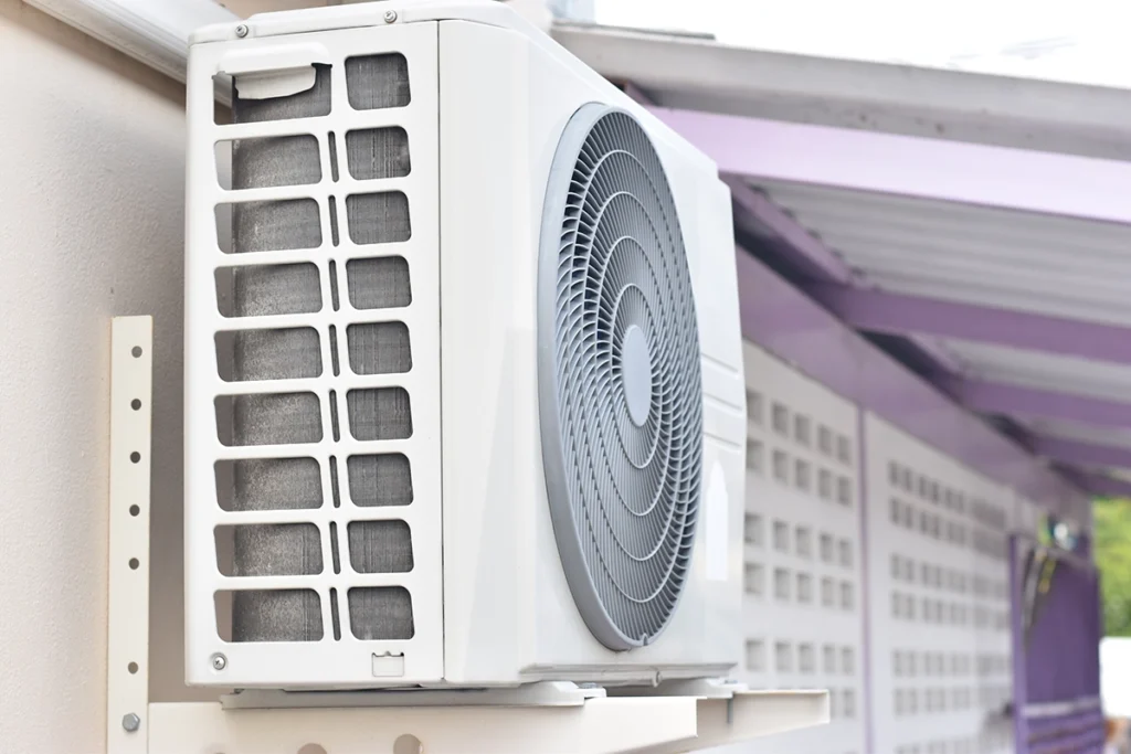 Condenser unit not shutting off running continuously in Labadieville LA: outdoor mini split condenser mounted on a wall