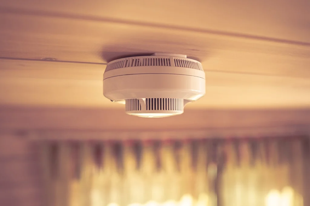 Furnace heat exchanger cracked leaking carbon monoxide in Houma, LA: ceiling-mounted carbon monoxide detector installed