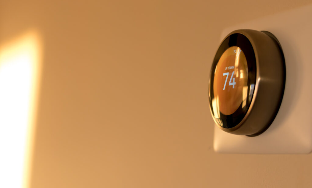 Thermostat not responding to temperature changes in Thibodaux LA: smart wall thermostat displaying an indoor temperature